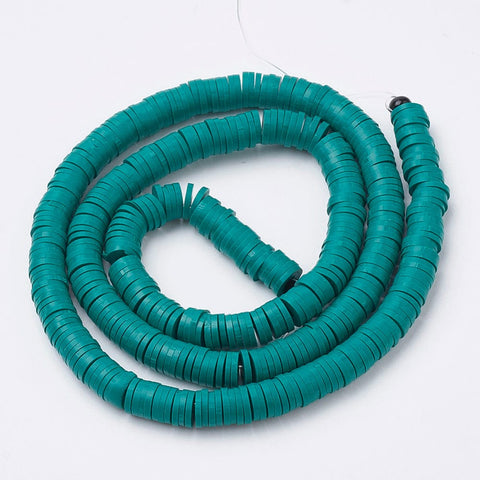 Polymer Clay, Disc/Flat Round, Heishi Beads, Dark Cyan  4mm Polymer Clay, Disc/Flat Round, Heishi Beads, Dark Cyan  4mm