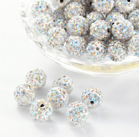 CRYSTAL AB Polymer Clay Rhinestone Beads 10mm Polymer Clay Rhinestone Beads