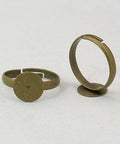 (RB6384A) Brass Pad Ring Base Findings, Adjustable, Antique Bronze 17mm inner tray: about 10mm in diameter. (4 PCS) Brass Pad Ring Base Findings, Adjustable, Lead Free, Cadmium Free and Nickel Free, Antique Bronze Color Size: about 17mm inner diameter, 19mm in diameter; tray: about 10mm in diameter.