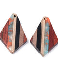 (RB8727-08) Resin & Walnut Wood Pendants, Rhombus, Colorful 33x20mm (2 PCS) (RB8727-08) Resin & Walnut Wood Pendants, Rhombus, Colorful 33x20mm (2 PCS)