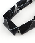 Rectangle Natural Black Agate Bead Strands, Dyed 40MM Rectangle Natural Black Agate Bead Strands, Dyed Size: about 40mm long, 20~21mm wide, 20mm thick, hole: 3mm; about 9pcs/strand, 15.5"
