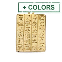 Rectangular Alloy Pendant with Hieroglyphics, 25mm Rectangular Alloy Pendant with Hieroglyphics, 25mm