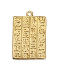 24KT GOLD PLATED Rectangular Alloy Pendant with Hieroglyphics, 25mm Rectangular Alloy Pendant with Hieroglyphics, 25mm