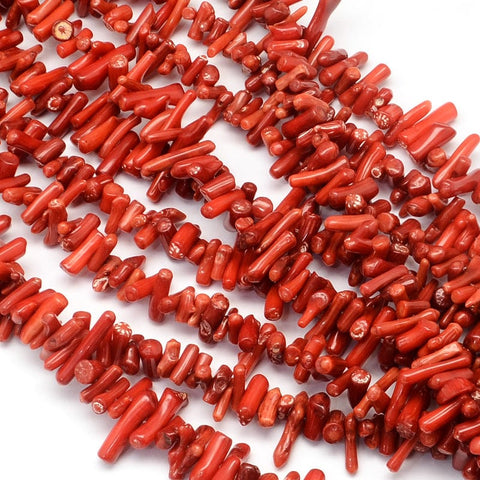 RED Dyed Imitation Sea Bamboo Coral Chips, 4~18mm Dyed Imitation Sea Bamboo Coral Chips, 4~18mm