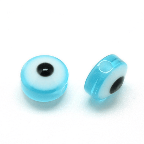 LIGHT BLUE Resin Beads, Flat Round, Evil Eye,10~11mm Resin Beads, Flat Round, Evil Eye, DarkBlue Size: about 10~11mm in diameter, 5~7mm thick, hole: 2mm.