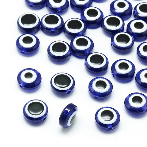 DARK BLUE Resin Beads, Flat Round, Evil Eye,10~11mm Resin Beads, Flat Round, Evil Eye, DarkBlue Size: about 10~11mm in diameter, 5~7mm thick, hole: 2mm.
