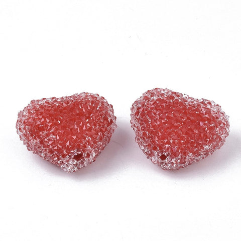 (RH7253-01) Resin with Crystal Rhinestone, Heart, Red 22mm (2 PCS) (RH7253-01) Resin with Crystal Rhinestone, Heart, Red 22mm (2 PCS)