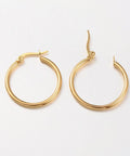 Ring 304 Stainless Steel Hoop Earrings, Golden Ring 304 Stainless Steel Hoop Earrings, Golden Size: about 23~25mm in diameter, 2mm thick, pin: 1x0.7mm