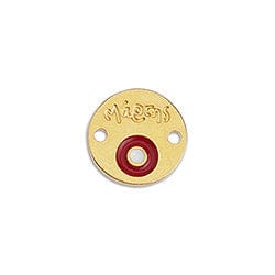 24K GOLD PLATED / RED Round March Motif Link, 13mm Round March Motif Link, 13mm
