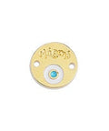 24Κ GOLD PLATED / BLUE Round March Motif Link, 13mm Round March Motif Link, 13mm