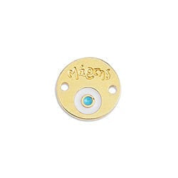 24Κ GOLD PLATED / BLUE Round March Motif Link, 13mm Round March Motif Link, 13mm