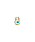 GOLD PLATED / LIGHT BLUE Round Mini Eye Motif Pendant, 4x7mm Round Mini Eye Motif Pendant, 4x7mm