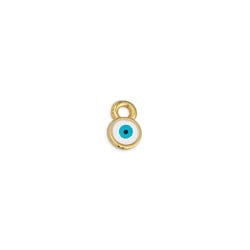 GOLD PLATED / LIGHT BLUE Round Mini Eye Motif Pendant, 4x7mm Round Mini Eye Motif Pendant, 4x7mm
