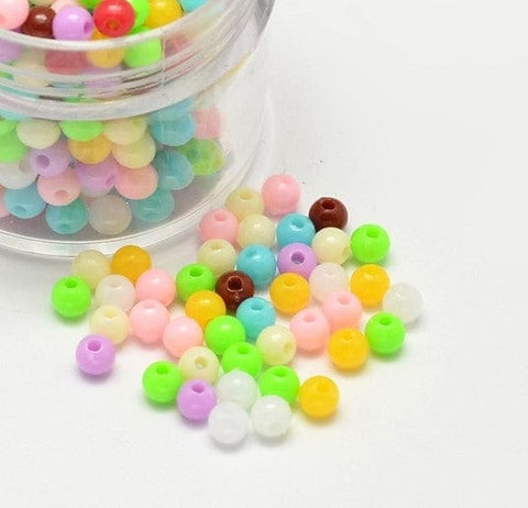 MIX COLORS Round Opaque Acrylic Spacer Beads, 4mm Round Opaque Acrylic Spacer Beads, 4mm