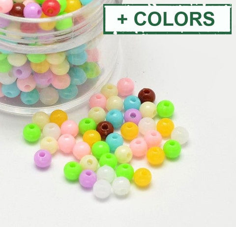 Round Opaque Acrylic Spacer Beads, 4mm Round Opaque Acrylic Spacer Beads, 4mm