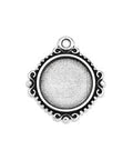 ANTIQUE SILVER Round Vintage Setting for 12mm Pendant Round Vintage Setting for 12mm Pendant