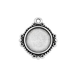 ANTIQUE SILVER Round Vintage Setting for 12mm Pendant Round Vintage Setting for 12mm Pendant