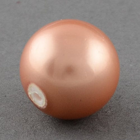 CORAL (SB3011A) (SB3011-X) Shell Beads, Imitation Pearl Bead, Grade A, 8mm, half drilled hole: 1mm. (4 PCS) (SB3011-X) Shell Beads, Imitation Pearl Bead, Grade A, 8mm, half drilled hole: 1mm. (4 PCS)