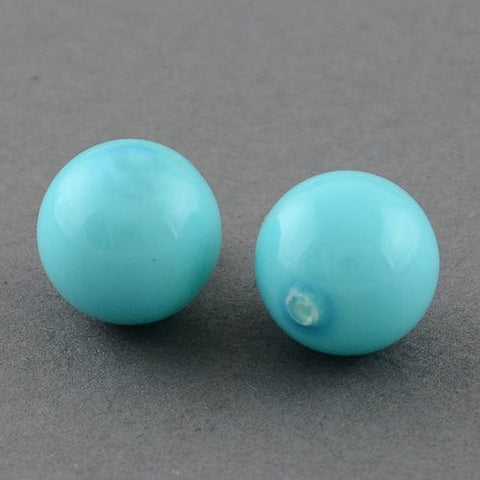 SKY BLUE (SB3011C) (SB3011-X) Shell Beads, Imitation Pearl Bead, Grade A, 8mm, half drilled hole: 1mm. (4 PCS) (SB3011-X) Shell Beads, Imitation Pearl Bead, Grade A, 8mm, half drilled hole: 1mm. (4 PCS)