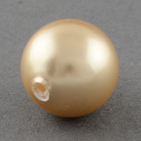 DARK BEIGE (SB3011B) (SB3011-X) Shell Beads, Imitation Pearl Bead, Grade A, 8mm, half drilled hole: 1mm. (4 PCS) (SB3011-X) Shell Beads, Imitation Pearl Bead, Grade A, 8mm, half drilled hole: 1mm. (4 PCS)