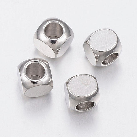 (SB6017) 304 Stainless Steel Beads, Cube, Stainless Steel Color Size: about 5mm long (10 PCS) (SB6017) 304 Stainless Steel Beads, Cube, Stainless Steel Color Size: about 5mm long (10 PCS)