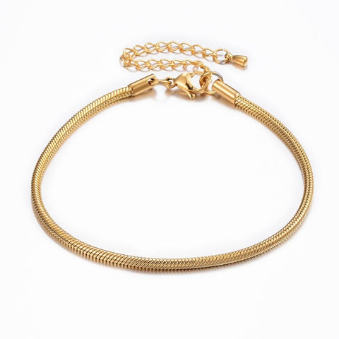 (SB6612A) 304 Stainless Steel Snake Chain Bracelets, Golden (200mm)  extension: 65mm 304 Stainless Steel Snake Chain Bracelets, Golden Size: about 7-7/8"(200mm) long, 2.5mm wide, chain extension: 65mm