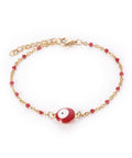 (SB8672-09) 304 Stainless Steel Enamel Link Bracelet Evil Eye, Golden, Red (17.5~18cm) (SB8672-09) 304 Stainless Steel Enamel Link Bracelet Evil Eye, Golden, Red (17.5~18cm)