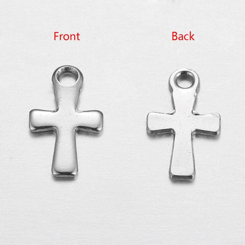 (SC423B) 304 Stainless Steel Charms, Cross 12X7MM (10 PCS) (SC423B) 304 Stainless Steel Charms, Cross 12X7MM (10 PCS)