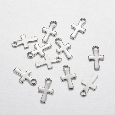 (SC4709) 304 Stainless Steel Charms, Cross, Stainless Steel Color  (20 PCS) 304 Stainless Steel Charms, Cross, Stainless Steel Color