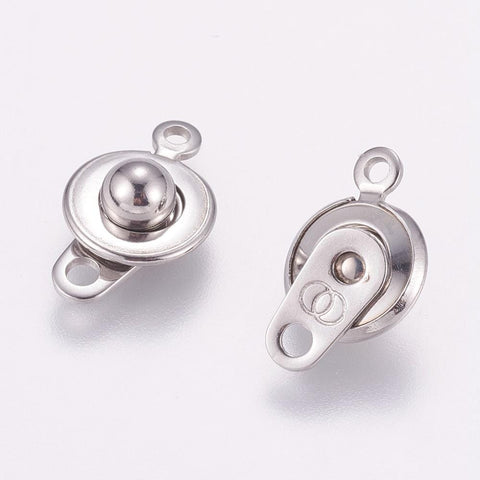 (SC5402) 304 Stainless Steel Snap Clasps, Stainless Steel 15MM (2 SETS) 304 Stainless Steel Snap Clasps, Stainless Steel Color Size: about 15.5mm long, 10mm wide, 5mm thick, hole: 1.5mm.