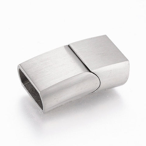 (SC5477) 304 Stainless Steel Magnetic Clasps, Rectangle, Stainless Steel Color 13.5MM 304 Stainless Steel Magnetic Clasps, Rectangle, Stainless Steel Color Size: about 13.5mm wide, 23mm long, 8mm thick, hole: 6x12mm.