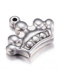 (SC6038) 304 Stainless Steel Pendants, Crown, Antique Silver Size: about 16.5mm (3 PCS) 304 Stainless Steel Pendants, Crown, Antique Silver Size: about 16.5mm wide, 14mm long, 3mm thick, hole: 1mm.