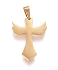 (SC6454A) 304 Stainless Steel, Cross & Wing, Golden 16X22MM (2 PCS) 304 Stainless Steel Pendants, Cross and Wing, Golden Size: about 16.5mm wide, 22.5mm long, 1.5mm thick, hole: 3x5mm.