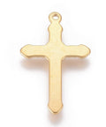 (SC6473A) 304 Stainless Steel Pendants, Cross, Golden Size: about 26mm wide, 42.5mm long, (2 PCS) 304 Stainless Steel Pendants, Cross, Golden Size: about 26mm wide, 42.5mm long, 4mm thick, hole: 2.5mm.