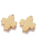 (SC6904A) 304 Stainless Steel Cross, Golden  21MM (2 PCS) (SC6904A) 304 Stainless Steel Cross, Golden  21MM (2 PCS)