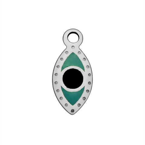 (SE5263) 304 Stainless Steel Enamel Charms, Eye, Teal 13MM (3 PCS) 304 Stainless Steel Enamel Charms, Eye, Teal Size: about 13mm long, 6mm wide, 1.2mm thick, hole: 1.5mm.