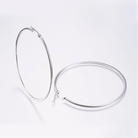 (SE5446A) 304 Stainless Steel Hoop Earrings, Stainless Steel Color 70MM 304 Stainless Steel Hoop Earrings, Stainless Steel Color Size: about 69~71mm in diameter, 2mm thick; pin: 0.7x1mm.