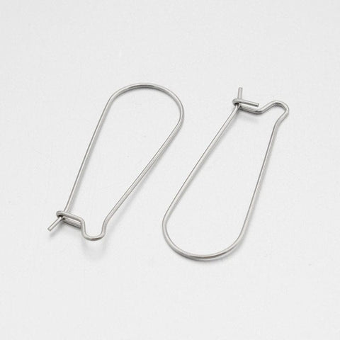 (SE5647) 304 Stainless Steel Hoop Earrings Findings Kidney Ear Wires, 12mm wide, 33mm long, 304 Stainless Steel Hoop Earrings Findings Kidney Ear Wires, Stainless Steel Color Size: about 12mm wide, 33mm long, 0.5mm thick, pin: 0.7mm.