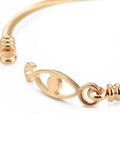 (SE6401) 304 Stainless Steel Bangles, Evil Eye, Golden (5.7x5.4cm) inner diameter; 304 Stainless Steel Bangles, Evil Eye, Golden Size: about 2-1/4"x2-1/8"(5.7x5.4cm) inner diameter; link: 29x8mm.