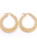(SE6476A) 304 Stainless Steel Hoop Earrings, Ring, Golden 34.5mm wide, 36mm long 304 Stainless Steel Hoop Earrings, Ring, Golden Size: about 34.5mm wide, 36mm long, 1.5mm thick, pin: 1mm.