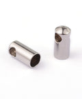 (SE6617A) 304 Stainless Steel Cord Ends, End Caps, Size: about 9.2mm long, 4.5mm in diameter, 3.9mm inner  (4 PCS) 304 Stainless Steel Cord Ends, End Caps, Stainless Steel Color Size: about 9.2mm long, 4.5mm in diameter, 3.9mm inner diameter, hole: 3mm