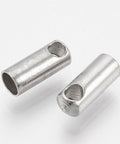 (SE6618A)  304 Stainless Steel Cord Ends, End Caps, : about 8.5mm long, 4mm in diameter, 3.2mm inner  (10 PCS) 304 Stainless Steel Cord Ends, End Caps, Stainless Steel Color Size: about 8.5mm long, 4mm in diameter, 3.2mm inner diameter, hole: 2mm.