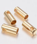 (SE6620B) 304 Stainless Steel Cord Ends, End Caps, Golden Size: about 7mm long, 2mm wide, hole: 1.2mm, inner (6 PCS) 304 Stainless Steel Cord Ends, End Caps, Golden Size: about 7mm long, 2mm wide, hole: 1.2mm, inner diameter: 1.5mm