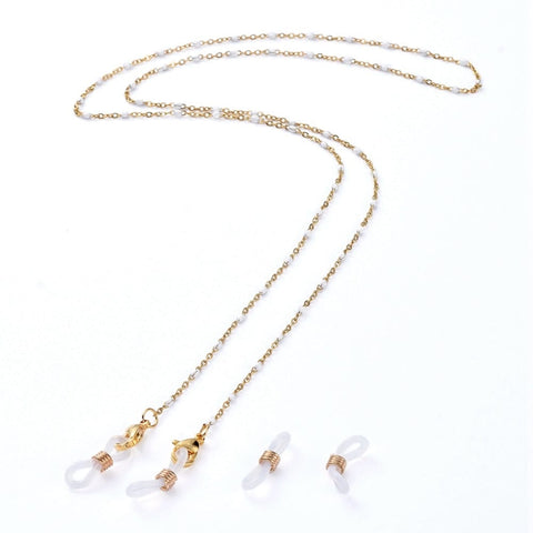 (SE7360-01) WHITE (SE7360-X) 304 Stainless Steel Eyeglasses Chains, Golden (70cm) (SE7360-X) 304 Stainless Steel Eyeglasses Chains, Golden (70cm)
