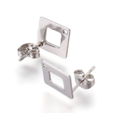 (SE7387-P) 304 Stainless Steel Stud Earring Findings 13.5mm (2 PAIRS) (SE7387-P) 304 Stainless Steel Stud Earring Findings 13.5mm (2 PAIRS)