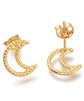 (SE7467G) 304 Stainless Steel Stud Earrings, with Ear Nuts, Moon, Golden 11mm (1 PAIR) (SE7467G) 304 Stainless Steel Stud Earrings, with Ear Nuts, Moon, Golden 11mm (1 PAIR)
