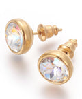 (SE7556-10G) CLEAR AB (SE7556-X) 304 Stainless Steel Ear Studs, Flat Round, Golden, 10x17mm (1 PAIR) (SE7556-X) 304 Stainless Steel Ear Studs, Flat Round, Golden, 10x17mm (1 PAIR)