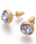 (SE7556-05G) MEDIUM PURPLE (SE7556-X) 304 Stainless Steel Ear Studs, Flat Round, Golden, 10x17mm (1 PAIR) (SE7556-X) 304 Stainless Steel Ear Studs, Flat Round, Golden, 10x17mm (1 PAIR)