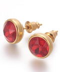 (SE7556-15G) DARK RED (SE7556-X) 304 Stainless Steel Ear Studs, Flat Round, Golden, 10x17mm (1 PAIR) (SE7556-X) 304 Stainless Steel Ear Studs, Flat Round, Golden, 10x17mm (1 PAIR)