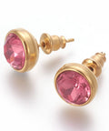 (SE7556-07G) VIOLET RED (SE7556-X) 304 Stainless Steel Ear Studs, Flat Round, Golden, 10x17mm (1 PAIR) (SE7556-X) 304 Stainless Steel Ear Studs, Flat Round, Golden, 10x17mm (1 PAIR)
